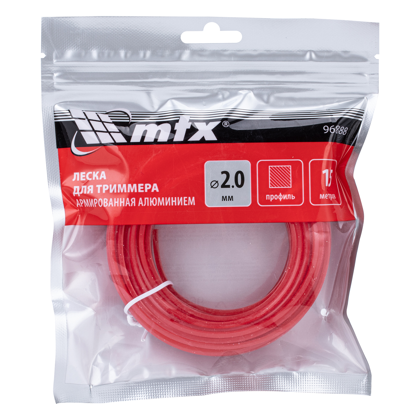 Леска для триммера армированная алюминием квадрат 2,0 мм х 15 м MTX