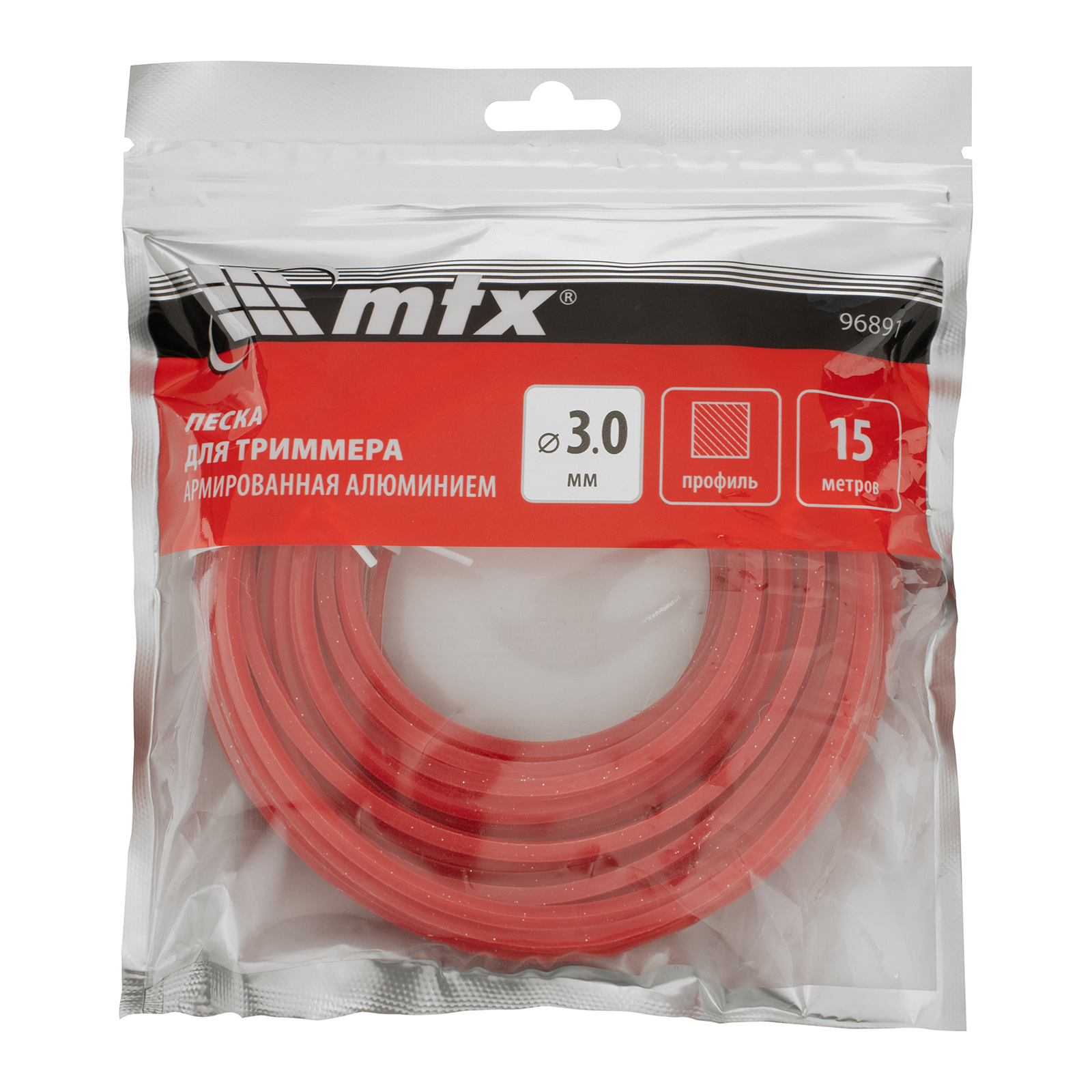 Леска для триммера армированная алюминием квадрат 3,0 мм х 15 м MTX