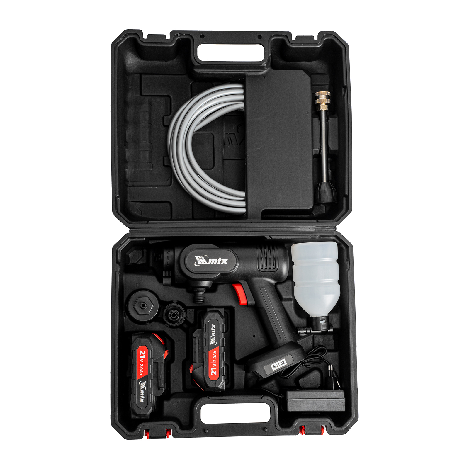 Моечная машина высокого давления аккумуляторная А-21-02, 40 бар, 4 л/мин, Li-ion 21 В, 2 акк. MTX