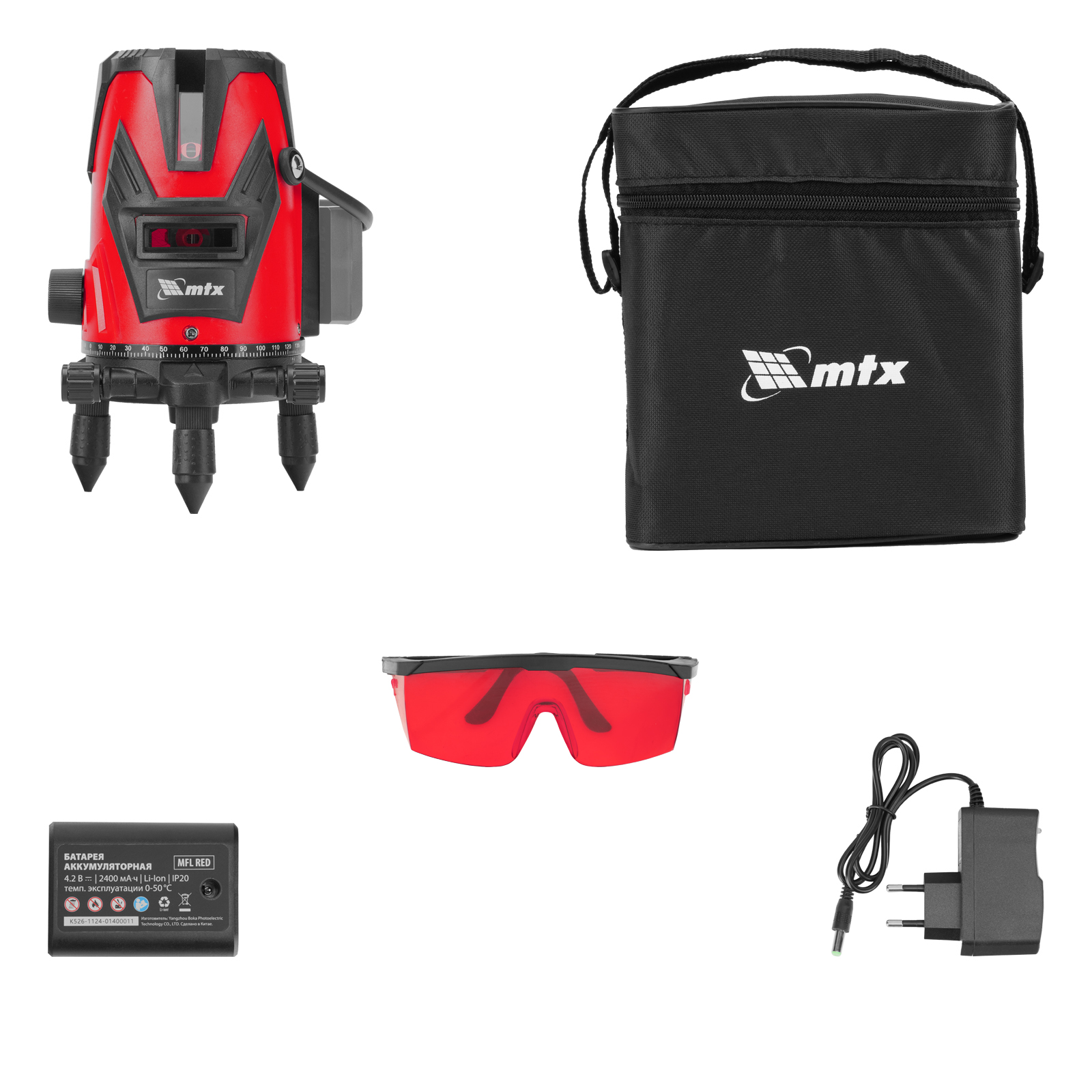 Лазерный уровень MFL RED, 30 м, красный луч, акк. Li 2400 mAh, сумка, резьба 5/8" MTX