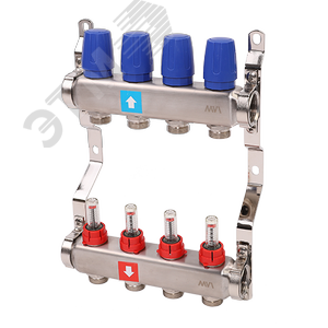 Коллекторная группа с расходомерами 1' х 4 выхода 3/4' НР евроконус