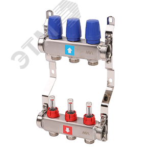 Коллекторная группа с расходомерами 1' х 3 выхода 3/4' НР евроконус