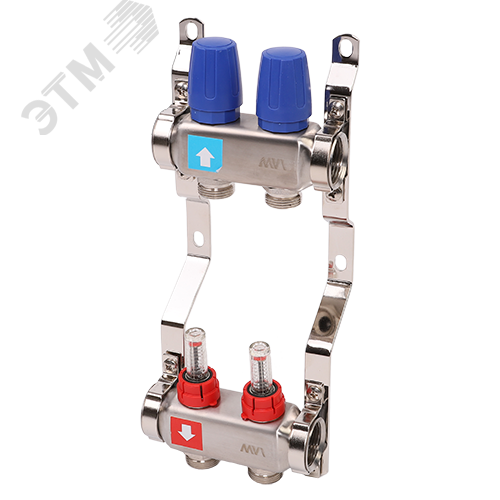 Коллекторная группа с расходомерами 1' х 2 выхода 3/4' НР евроконус