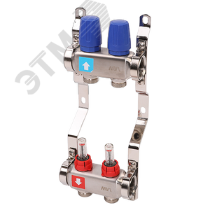 Коллекторная группа с расходомерами 1' х 2 выхода 3/4' НР евроконус
