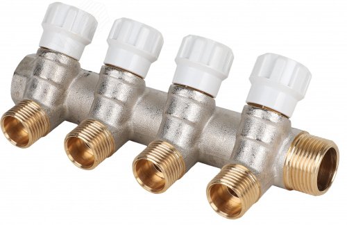 Коллектор 3/4' х 4 выхода 1/2' НР с вентилями