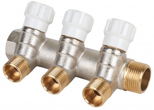 Коллектор 3/4' х 3 выхода 1/2' НР с вентилями