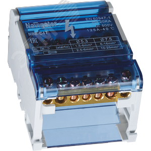 Шина нулевая на DIN-рейку в корпусе 4х7групп