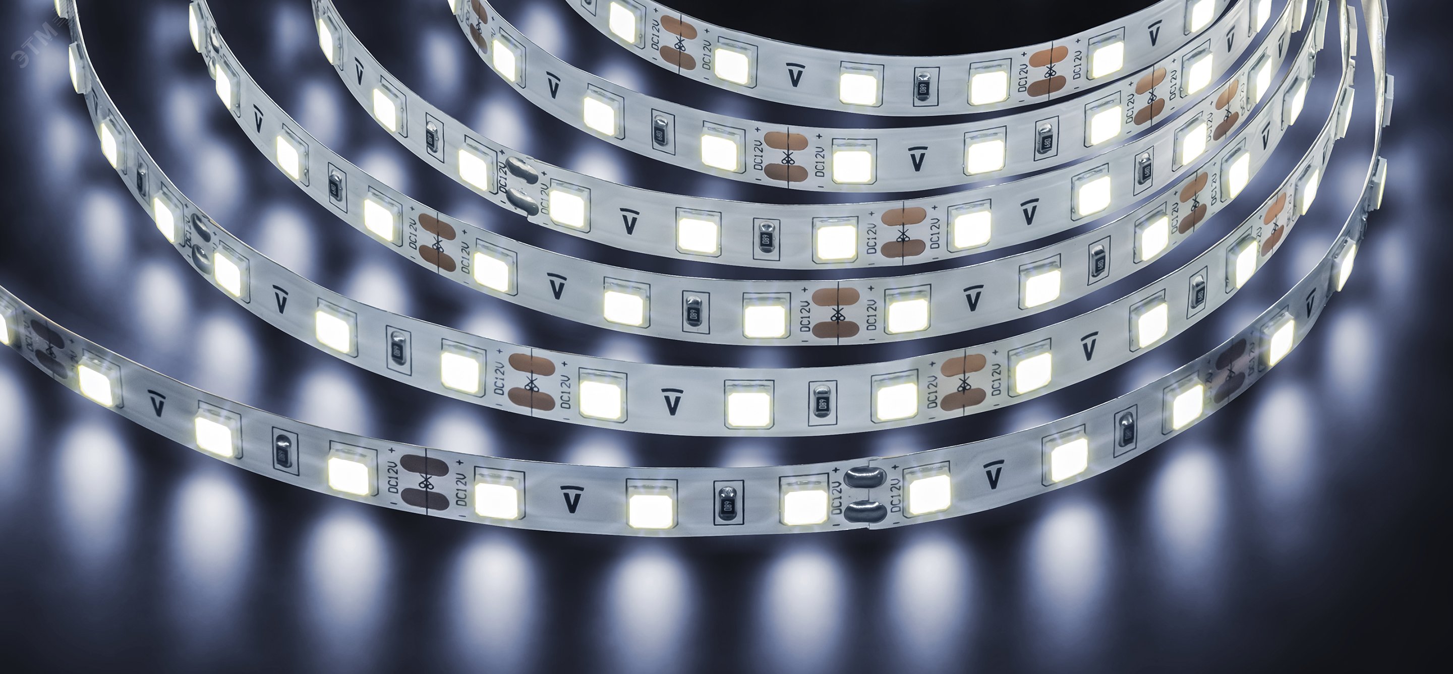 Лента светодиодная LEDx60/м 5м 14.4Вт/м 12В дневной