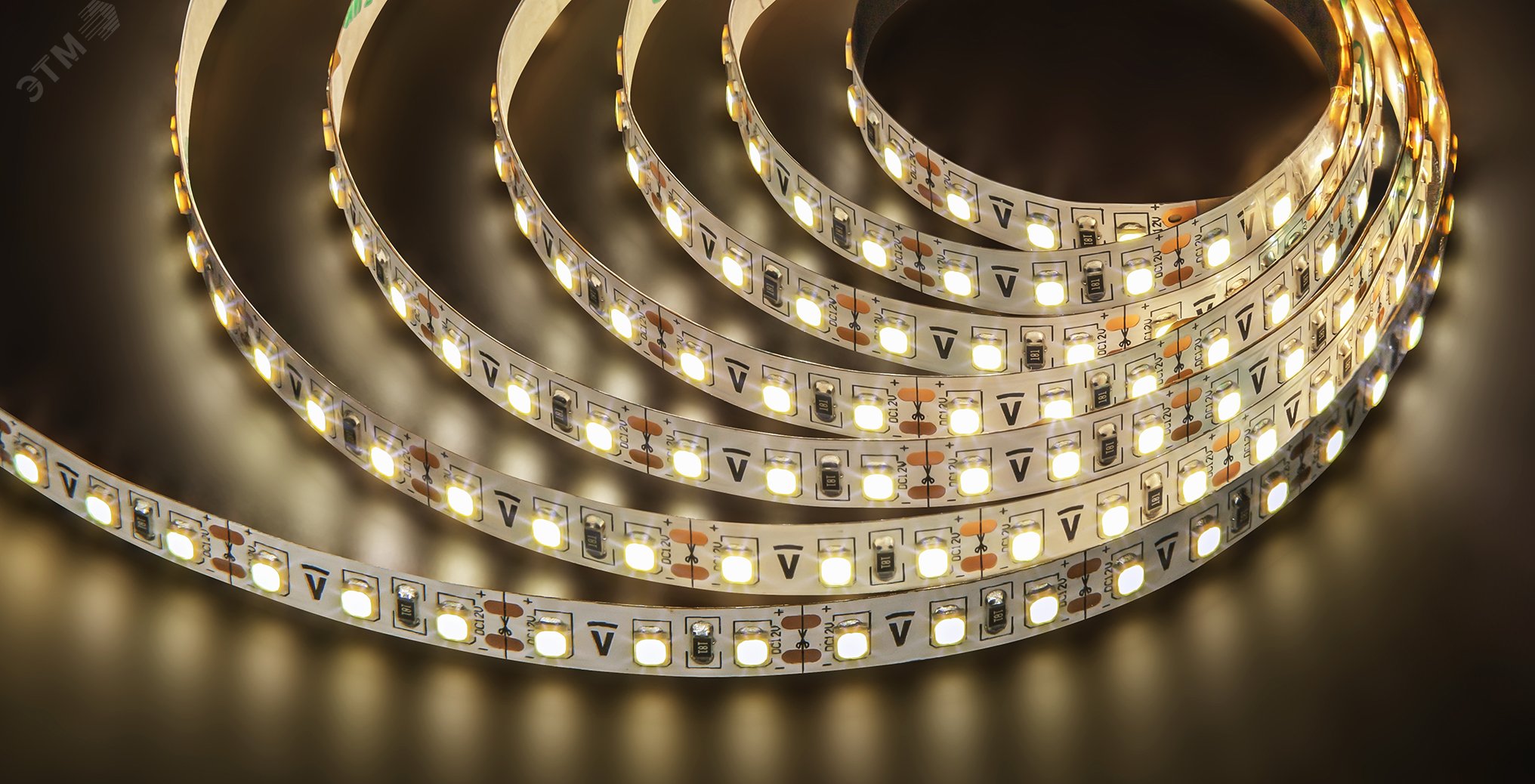 Лента светодиодная LEDх120/м 5м 9.6w/m 12В теплый белый