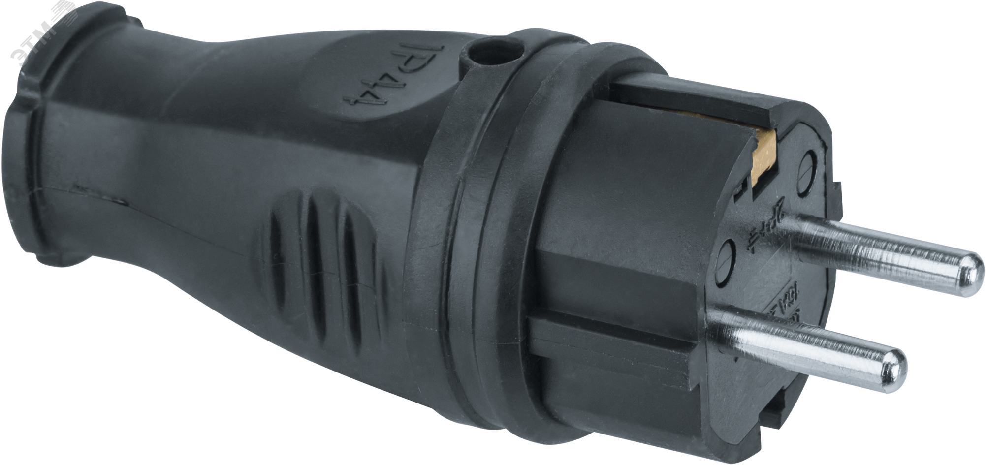 Вилка Navigator 61 368 NCA-PLR02-16A-E-IP44-BL прямая с заземлением каучук черная