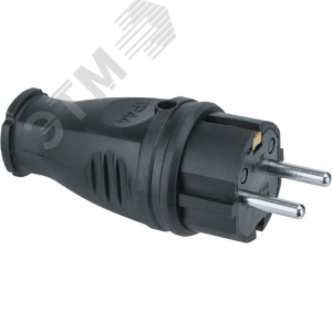 Вилка Navigator 61 368 NCA-PLR02-16A-E-IP44-BL прямая с заземлением каучук черная