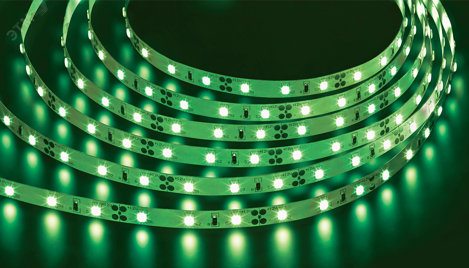 Лента светодиодная LEDх60/м 5м 4.8w/m 12в.Pro зеленый