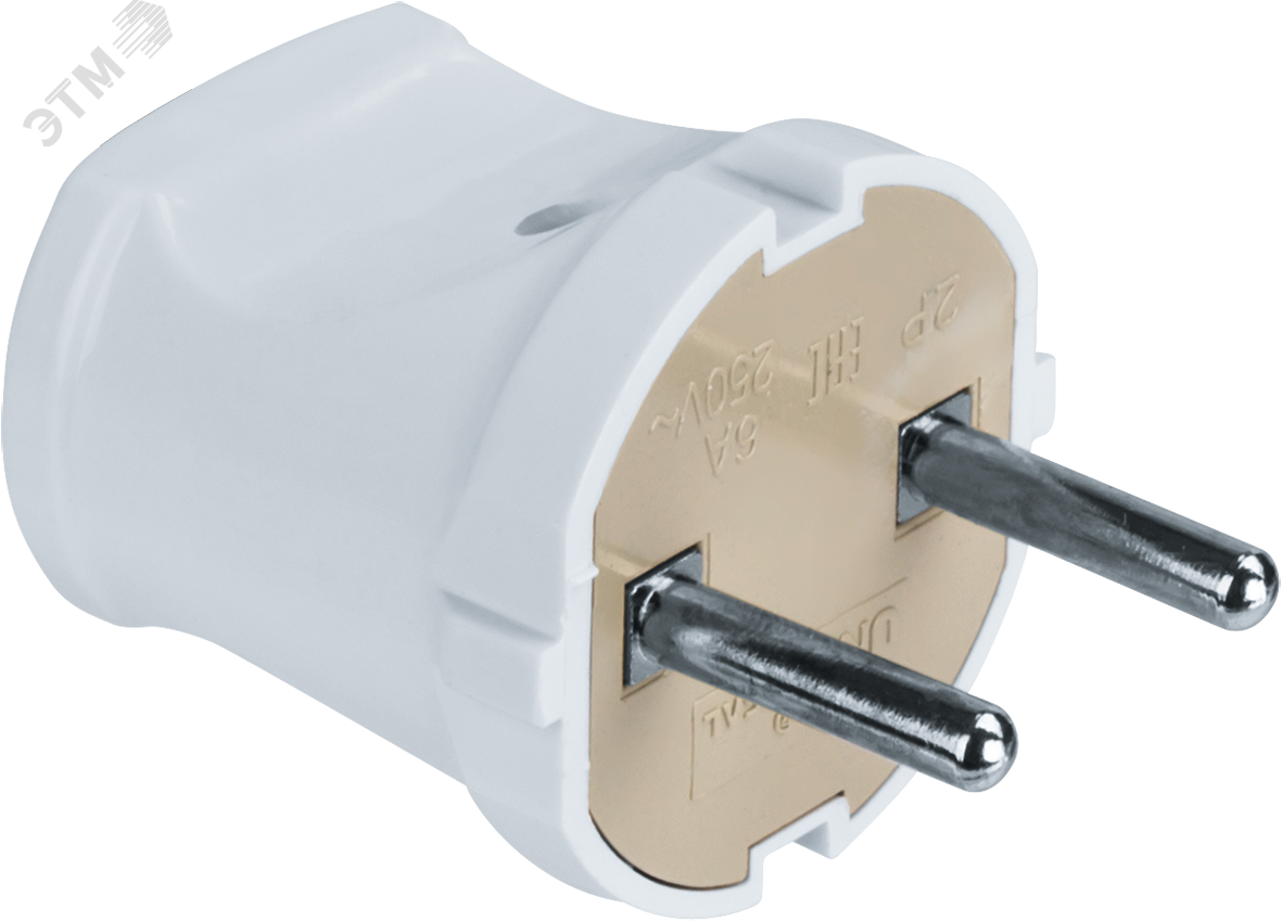 Вилка Navigator 61 358 NCA-PL01-6A-X-WH прямая без заземления белая