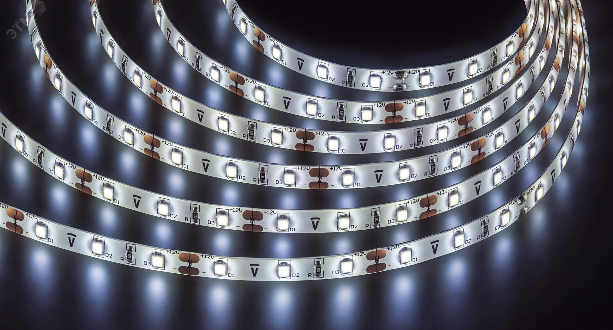 Лента светодиодная LEDх60/м 5м 4.8w/m 12в IP65 дневной