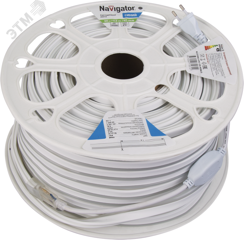 Лента светодиодная LEDх92/м 1м 9Вт/м 220В IP67 синий