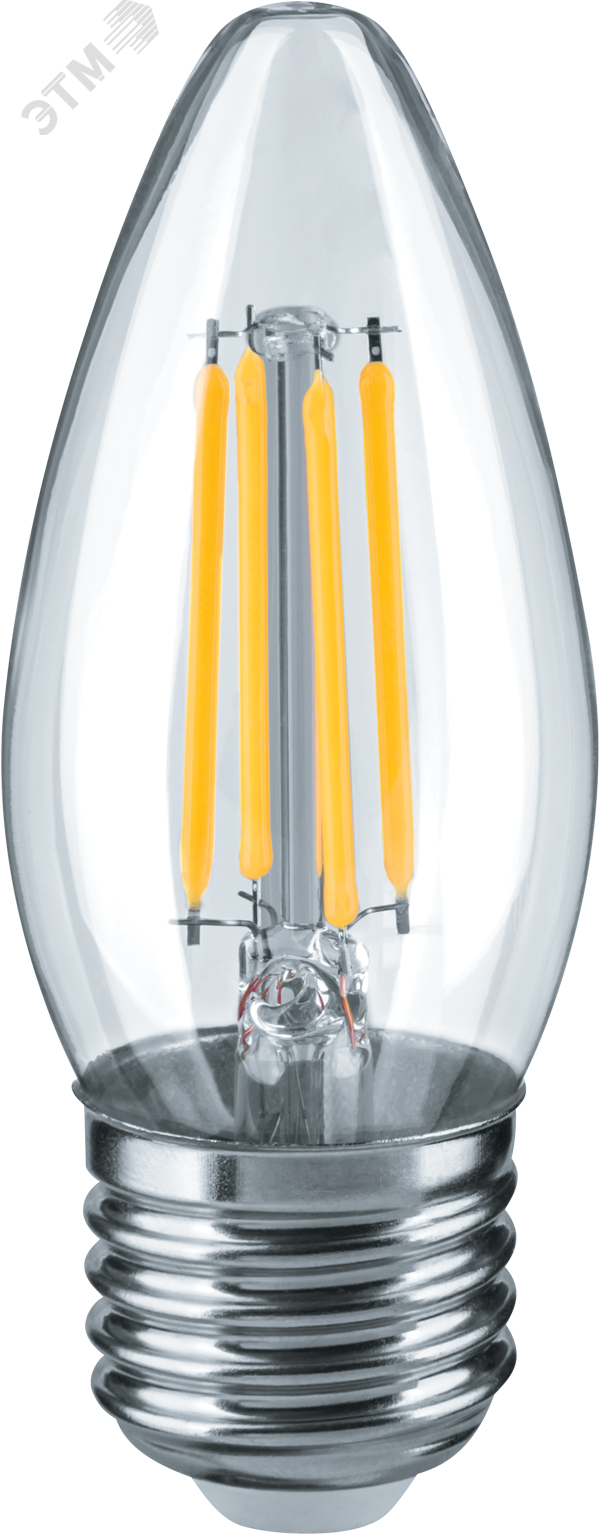 Лампа светодиодная LED 6вт Е27 теплый свеча FILAMENT
