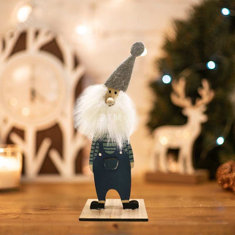 Фигурка деревянная Гномик-бородач 7x4,5x18 см