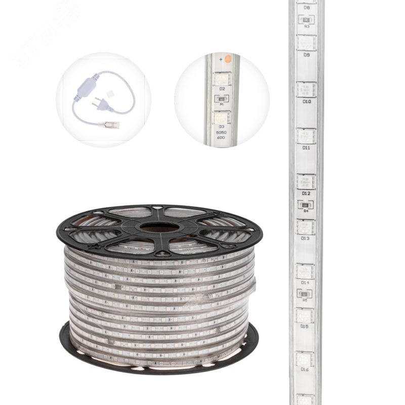 Лента уличная LED герметичная в силиконовой оболочке 220В 13х8мм IP65 SMd5050 60 диодов/метр RGB (бухта 50м)