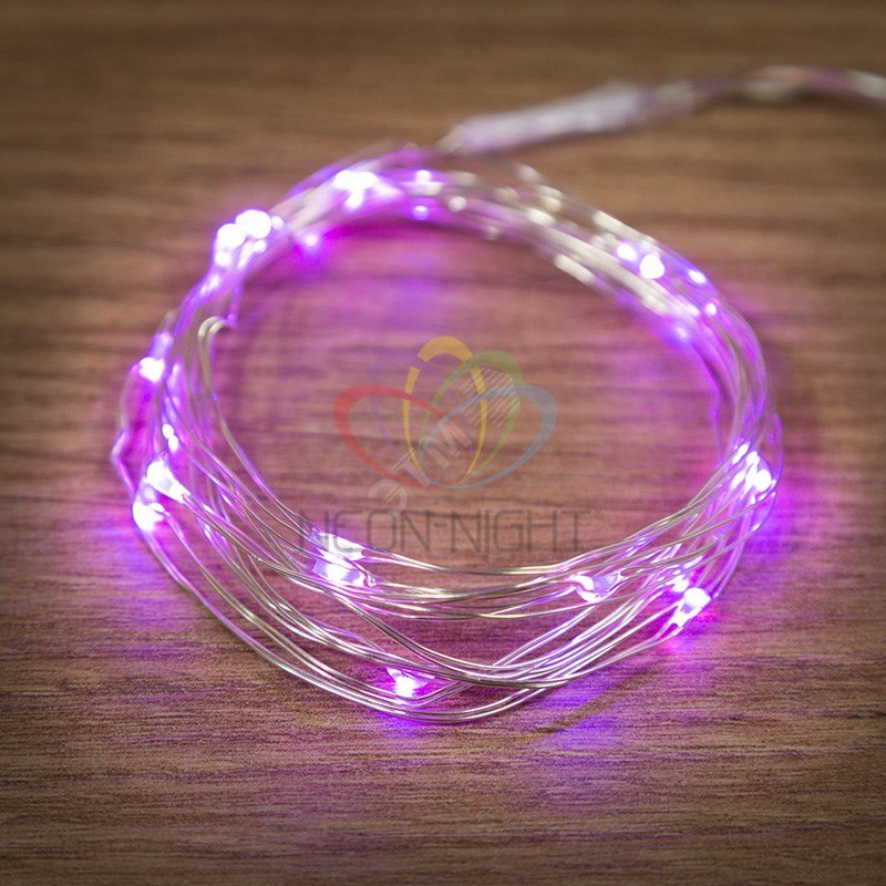 Гирлянда Роса, 2 м, 20 диодов, розовый, тонкий батарейный блок