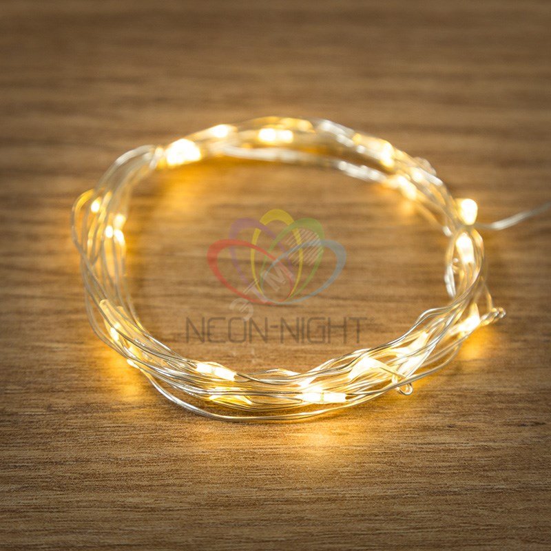 Гирлянда светодиодная Роса 2 м, 20 LED, теплое белое свечение