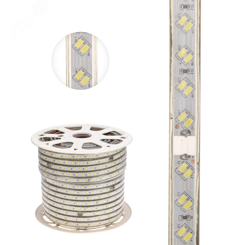 Лента LED 220В, 6.5x17мм, IP67, SMD 5730, 120 LED/м, белый, 100м