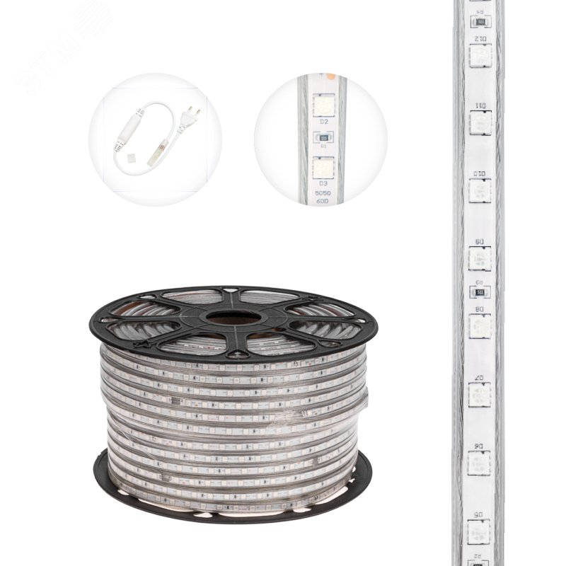 Лента уличная LED герметичная в силиконовой оболочке 220В 13х8мм IP65 SMd5050 60 диодов/метр красный (бухта 50м)