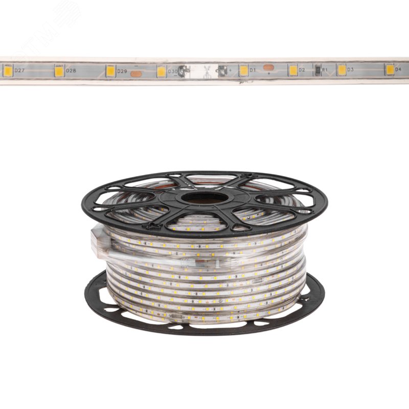 Лента уличная LED герметичная в силиконовой оболочке 220В 10х7мм IP65 SMd3528 60 диодов/метр теплый белый (бухта 100м)
