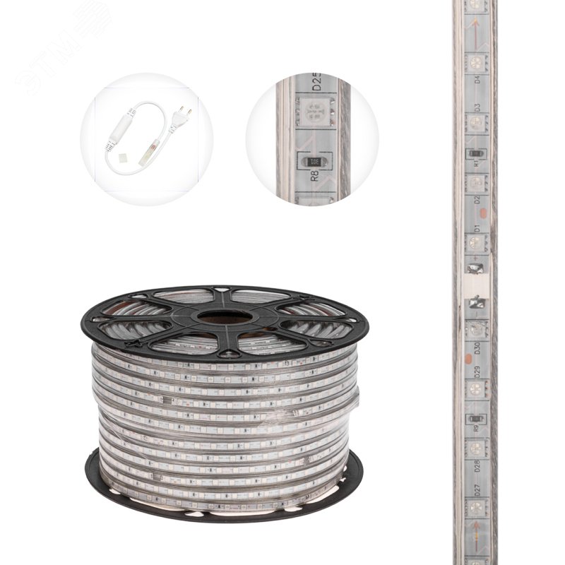 Лента LED герметичная в силиконовой оболочке 220В 13х8мм IP65 SMd5050 60 диодов/метр желтый (бухта 50м)