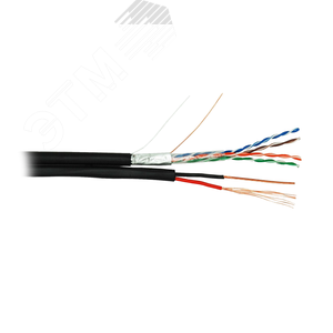 Кабель F/UTP 4 пары Кат.5e одножильный медный с силовым каб. 0 75мм2 внеш, 305м