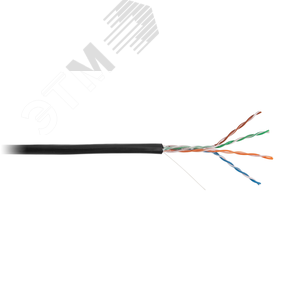 Кабель U/UTP 4 пары, Кат.5e, одножильный, медный, внешний, PE до -40C, черный, 305м бухта