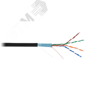 Кабель F/UTP 4 пары Кат.5e одножильный медный внешний PE черный 100м