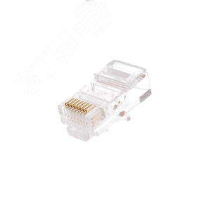 Коннектор RJ45/8P8C, Кат.5e, 3мкд, универсальный, под 0.47-0.51мм, неэкран., 1000 шт