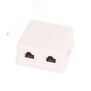 Розетка настенная 2 порта Кат.5e RJ45/8P8C неэкранированная белая 10шт.