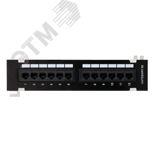 Панель настенная 12 портов Кат.5e RJ45/8P8C неэкран. черная