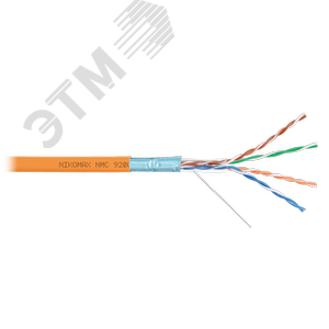 Кабель F/UTP 4 пары, Кат.5e (Класс D), тест по ISO/IEC, 100МГц, одножильный, BC (чистая медь), 24AWG (0,52мм), полимерный материал нг(А)-HF, внутренни