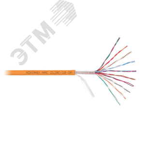 Кабель U/UTP 10 пар, Кат.3 (Класс C), 16МГц, одножильный, BC (чистая медь), 26AWG (0,405мм), полимерный материал нг(А)-HF, внутренний, оранжевый, 305м