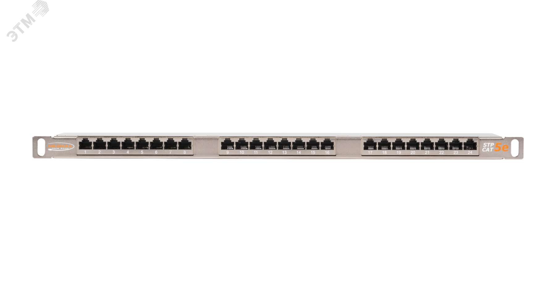 Панель 19'', 0,5U, 24 порта, Кат.5e, RJ45/8P8C, экран., металлик