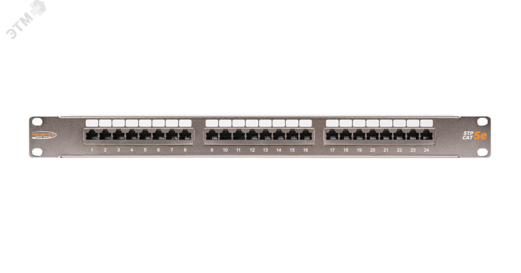 Панель 19, 1U, 24 порта, Кат.5e, RJ45/8P8C, экран., металлик