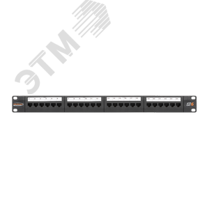 Панель 19'', 1U, 24 порта, Кат.6, RJ45/8P8C, неэкран., черная