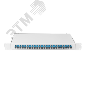 Кросс оптический 19 Essential Line, 2U, укомплектованный на 32 порта SC/UPC (32 одинарных SC/UPC адаптера), SM 9/125 OS2, стальной, серый, вкомплекте:
