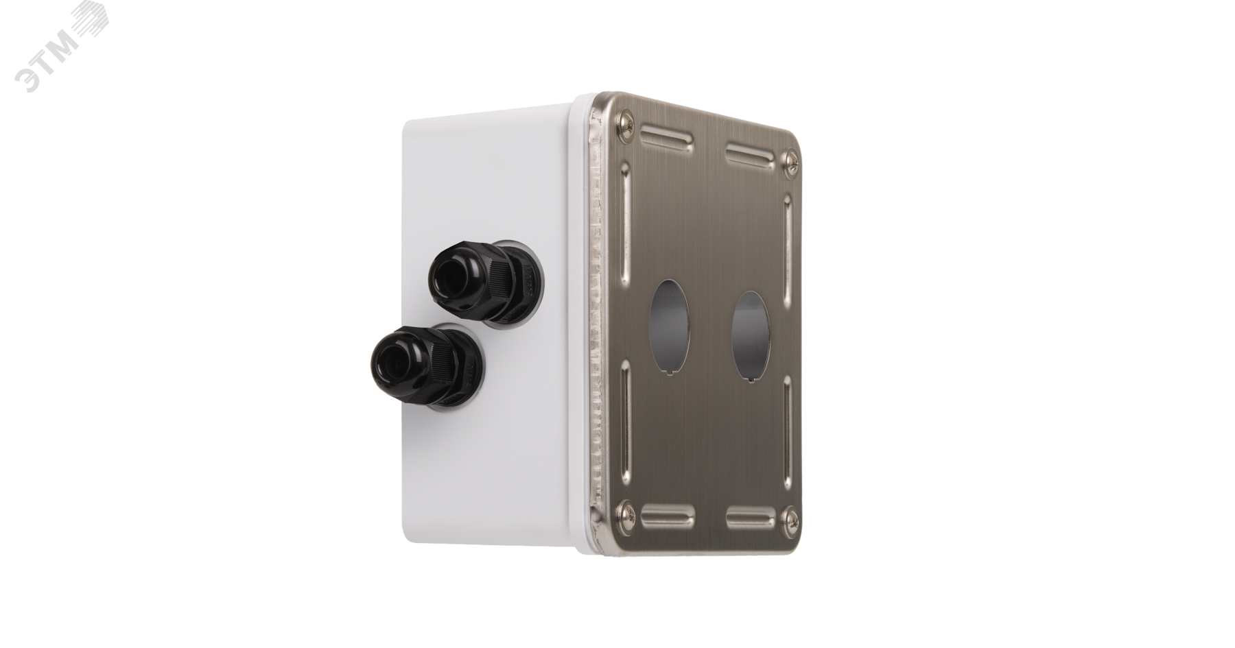 Индустриальный корпус настенной розетки, 2 порта, под модули-вставки, IP67, металлик