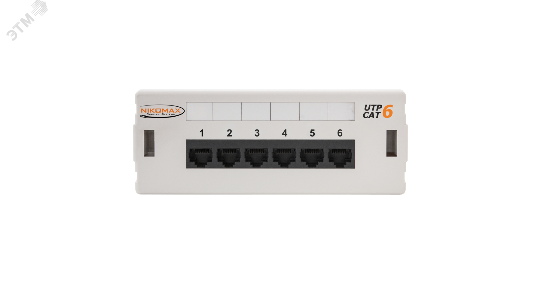 Панель настенная, 6 портов, Кат.6, RJ45/8P8C, неэкран., светло-серая