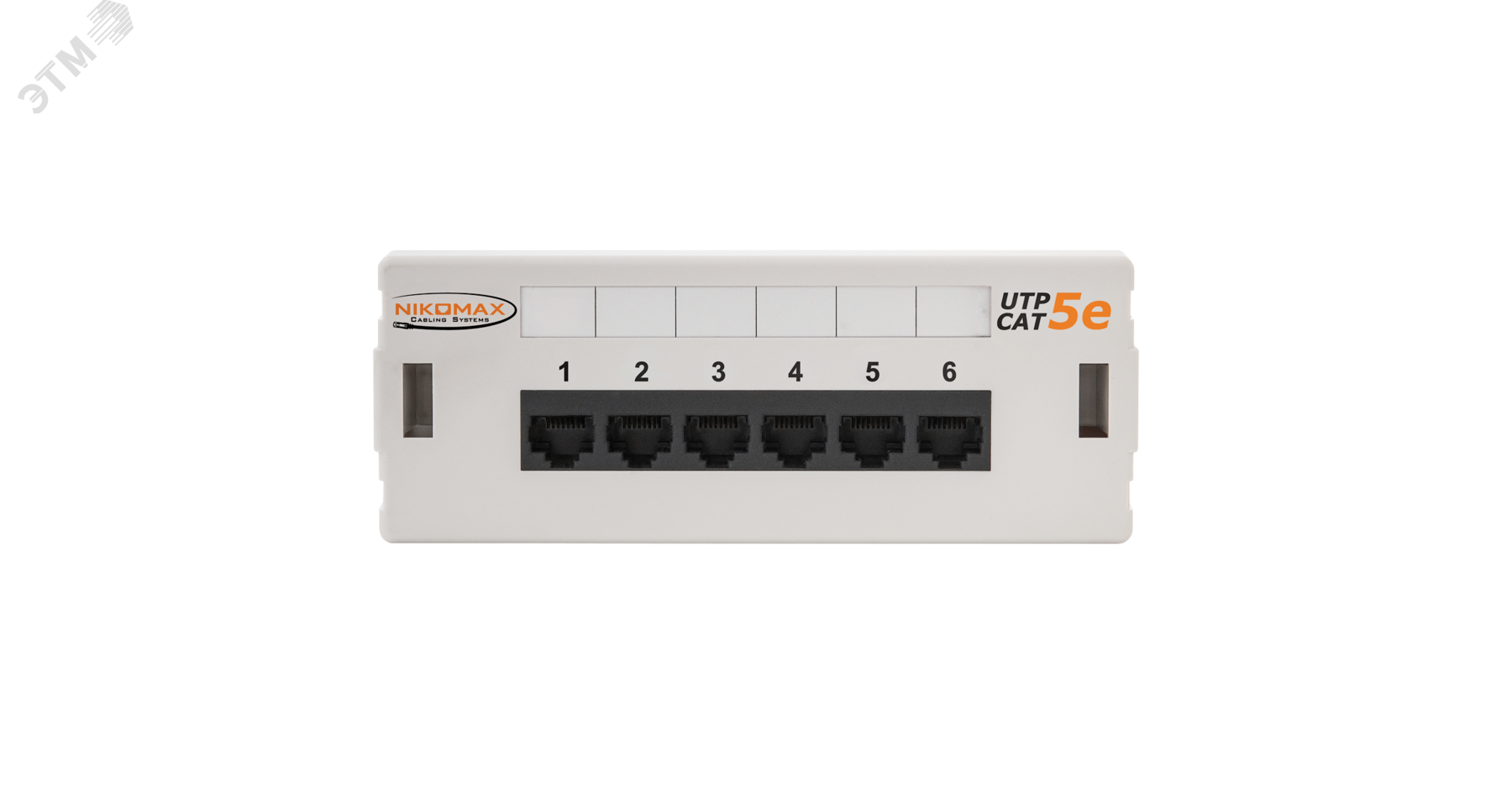 Панель настенная, 6 портов, Кат.5e, RJ45/8P8C, неэкран., светло-серая