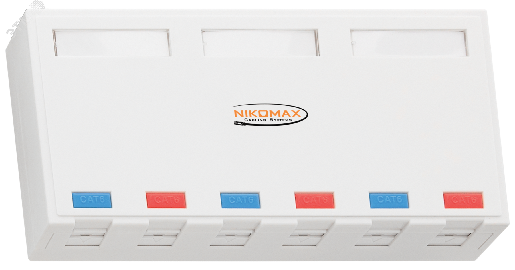 Корпус настенной розетки 6 портов под модули Keystone со шторками белый