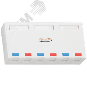 Корпус настенной розетки 6 портов под модули Keystone со шторками белый