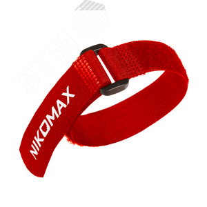 Стяжка-липучка с жесткой пряжкой, 290х20мм, красная, 10шт.