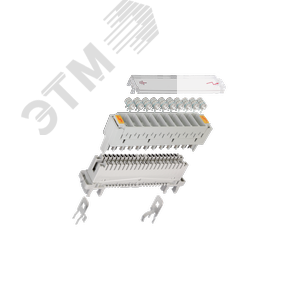 Магазин защиты по напряжению, на 10 пар, для трехконтактных разрядников, серый