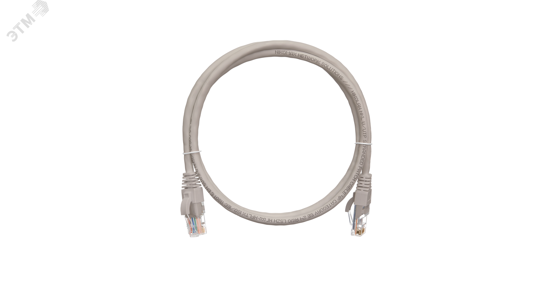 Шнур U/UTP 4 пары, Кат.5e, 2хRJ45/8P8C, T568B, 7х0,205мм, LSZH, черный, 0,3м