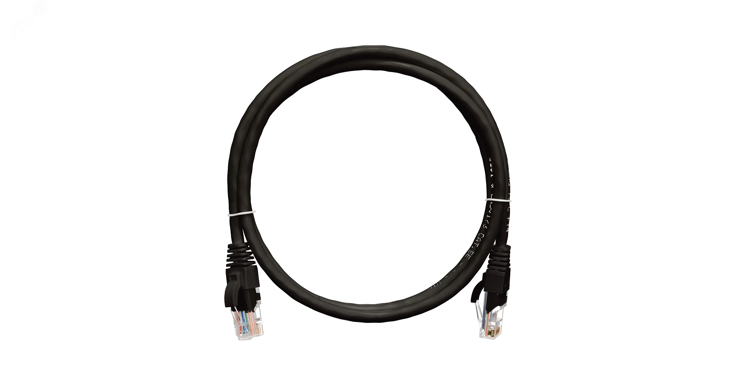 Патч-корд U/UTP 4 пары, Кат.5e, 2хRJ45/8P8C, T568B, 7х0,205мм, PVC, черный, 1м