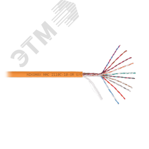 Кабель U/UTP 10 пар, Кат.5 (Класс D), 100МГц, одножильный, BC (чистая медь), 24AWG (0,50мм), полимерный материал нг(А)-HF, внутренний , оранжевый, 305